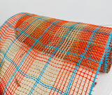 10.25" x 10yd Fall Plaid Faux Jute Mesh Roll - Orange, Natural & Turquoise, Ideal for Wreath Making-RY8331X4 TCT Crafts