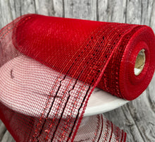 Load image into Gallery viewer, RY850724-10.25&quot; x 10yd Red Tinsel Foil Wide Border Mesh