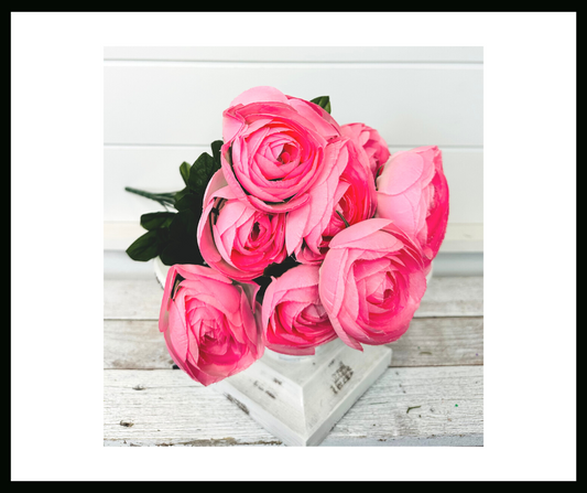 Artificial Pink Ranunculus Flower Bush - 20 Inches-63329PK