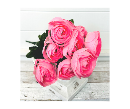 Artificial Pink Ranunculus Flower Bush - 20 Inches-63329PK