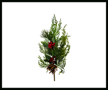 Load image into Gallery viewer, 16&quot; Artificial Snow Berry Cedar Spray/Pick - Winter Elegance-85557SP16