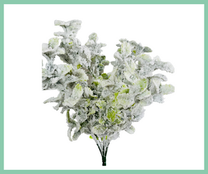 18" Snowy Mint Artificial Bush - Frosty Decorative Accent for Winter-Themed Arrangements-82713GN