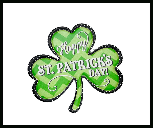 Metal Embossed Zig Zag Clover St. Patrick's Day Sign - Green/Lime/Black/White, 11.5x10.5"-MD0858 TCT Crafts