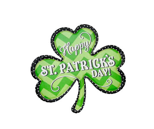 Metal Embossed Zig Zag Clover St. Patrick's Day Sign - Green/Lime/Black/White, 11.5x10.5"-MD0858 TCT Crafts