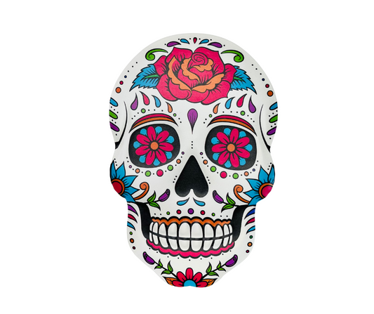 Metal Sugar Skull Sign - White/Multi, 10"H x 6.6"L-MD0999 TCT Crafts