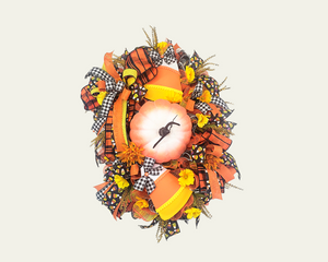 TCT1389-Large Halloween Candy Corn Pumpkin Wreath