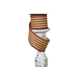 2.5"x10yd Ticking Stripe Wired Ribbon - Classic Red and Tan Design-RGE1497CM TCT Crafts