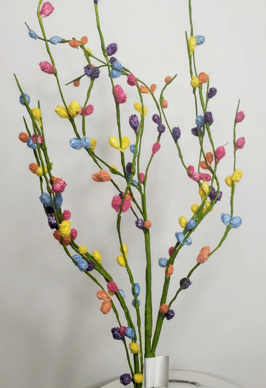 HE4120-29"L Flocked Pussy Willow Spray-Multi Colored - TCTCrafts