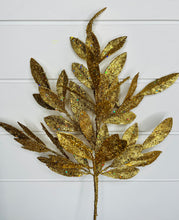 Load image into Gallery viewer, 23&quot; Christmas Tree Glitter Leaf Spray/Picks - Sparkling Gold Elegance-XS215108