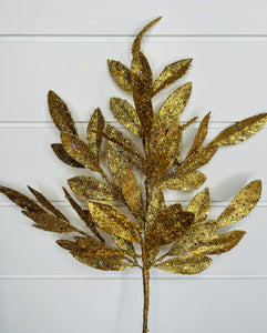 23" Christmas Tree Glitter Leaf Spray/Picks - Sparkling Gold Elegance-XS215108