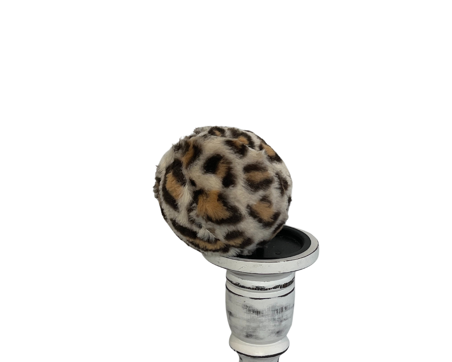 Festive Furry Delight: 4.5-Inch Christmas Fuzzy Animal Print Ornament Ball-(133099)