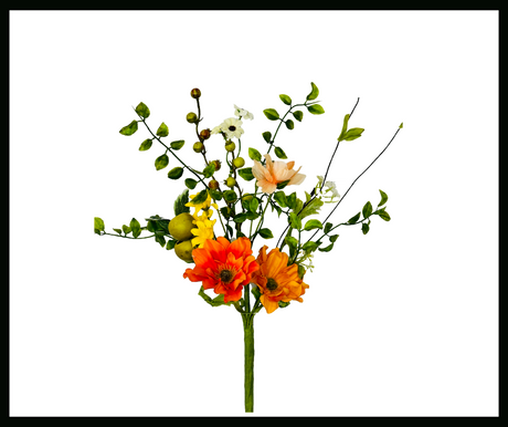 16" Orange/White Poppy Berry Pick - Vibrant Floral Accent-63264SP16 TCT Crafts