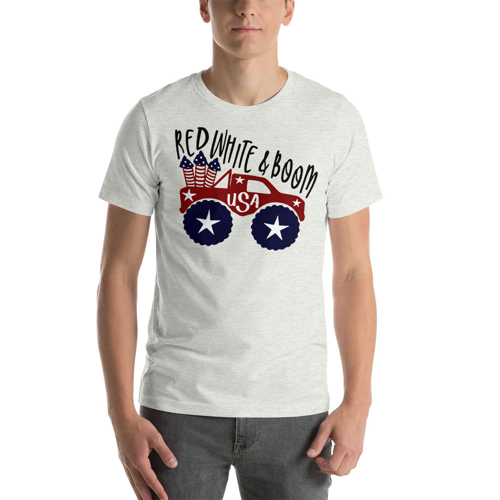 Short-Sleeve Patriotic T-Shirt,4th of July Shirt, Unisex Shirt for 4th of July,Red White & Boom Shirt,Memorial Day T-Shirt - TCTCrafts