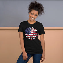 Load image into Gallery viewer, Short-Sleeve Women&#39;s Patriotic Shirt,Patriotic T-Shirt,Patriotic Sunflower Shirt,Memorial Day Shirt,USA Flag shirt - TCTCrafts