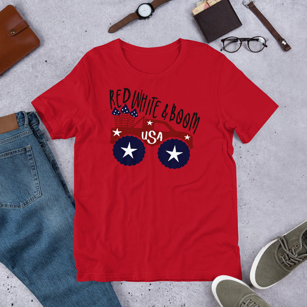 Short-Sleeve Patriotic T-Shirt,4th of July Shirt, Unisex Shirt for 4th of July,Red White & Boom Shirt,Memorial Day T-Shirt - TCTCrafts