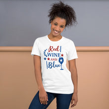 Load image into Gallery viewer, Short-Sleeve Shirt, Patriotic T-Shirt,Wine Shirt,Patriotic 4th of July Women&#39;s Shirt, Red Wine and Blue Shirt,Memorial Day Shirt - TCTCrafts