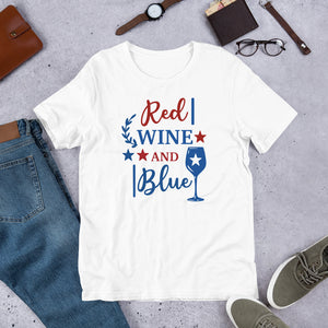 Short-Sleeve Shirt, Patriotic T-Shirt,Wine Shirt,Patriotic 4th of July Women's Shirt, Red Wine and Blue Shirt,Memorial Day Shirt - TCTCrafts