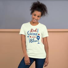 Load image into Gallery viewer, Short-Sleeve Shirt, Patriotic T-Shirt,Wine Shirt,Patriotic 4th of July Women&#39;s Shirt, Red Wine and Blue Shirt,Memorial Day Shirt